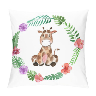Personality  Cute Baby Giraffe Animal For Kindergarten, Nursery, Children Clothing, Pattern Pillow Covers