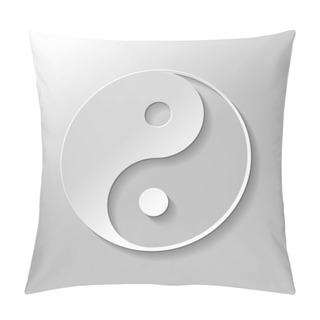 Personality  Yin Yan Symbol. Paper Style With Shadow On Gray Background Pillow Covers