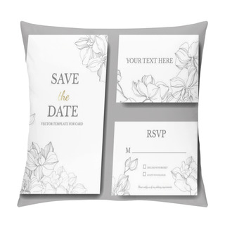 Personality  Vector Orchids. Engraved Ink Art. Wedding Background Cards With Decorative Flowers. Thank You, Rsvp, Invitation Cards Graphic Set Banner. Pillow Covers