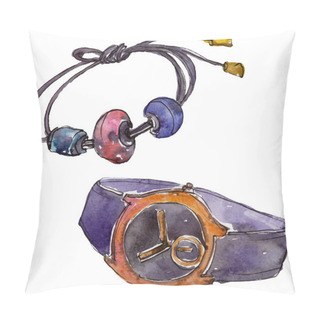 Personality  Trendy Isolated Accessories Illustration Set In Watercolor Style Pillow Covers