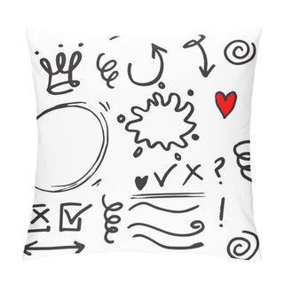 Personality  Hand Drawn Set Elements,Arrow, Heart, Love, Star, Leaf, Sun, Light,crown,emphasis ,swirl, For Concept Design. Pillow Covers