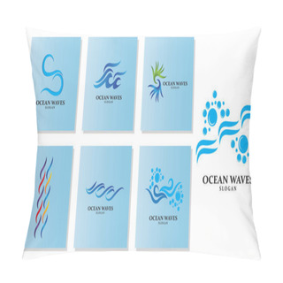 Personality  Simple Ocean Wave Logo Icon Vector Pillow Covers
