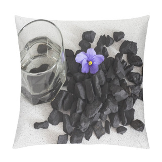 Personality  Shungite Stones In A Glass Of Water To Clean And Recharge Water ,close-up View From Above Pillow Covers