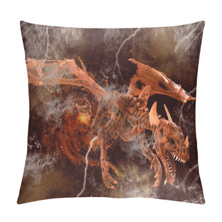 Personality  Dark Fantasy Scene Of A Huge Dragon Flying On The Outer Space. Pillow Covers