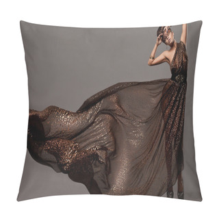 Personality  Beautiful Woman In Brown Dress Pillow Covers