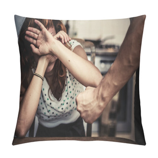 Personality  Woman Covering Her Face In Fear Of Domestic Violence Pillow Covers