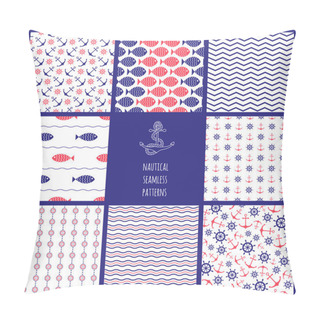 Personality  Set Of Eamless Nautical Patterns Pillow Covers