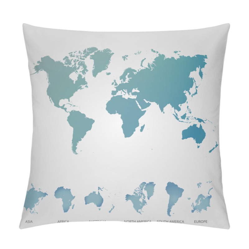 Personality  World map countries colorful. Vector illustration. pillow covers