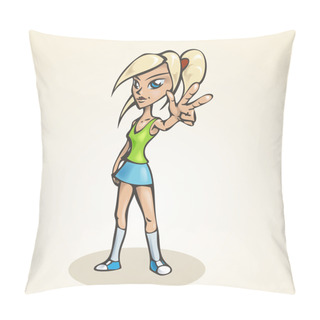 Personality  Vector Illustration Of A Blond Girl. Pillow Covers
