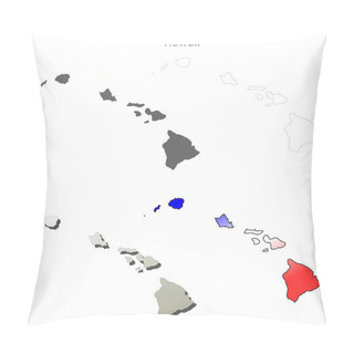 Personality  Hawaii Outline Map Set Pillow Covers