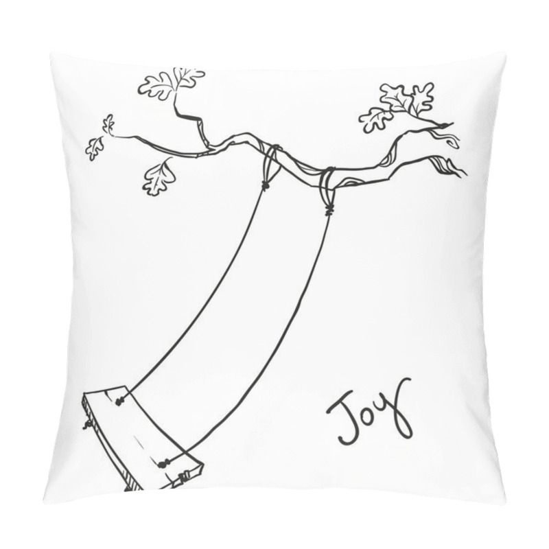 Personality  Tree with a swing. Vector illustration. pillow covers