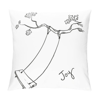 Personality  Tree With A Swing. Vector Illustration. Pillow Covers