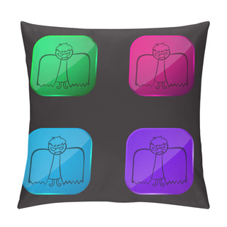 Personality  Boy With Halloween Winged Costume Four Color Glass Button Icon Pillow Covers