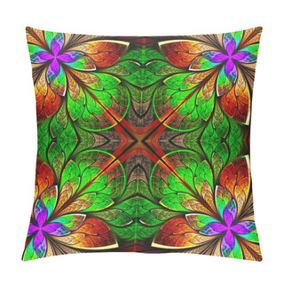 Personality  Multicolor Beautiful Fractal Flower. Computer Generated Graphics. Pillow Covers