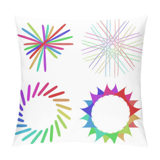 Personality  Circular And Radial Abstract Mandalas, Motifs, Decoration Design Elements With Spectrum Colors. Generative Geometric And Abstract Art Shapes Pillow Covers