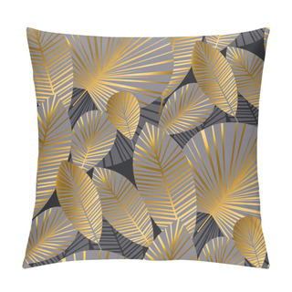 Personality  Elegant Gold Tropical Exotic Leaves Seamless Pattern Pillow Covers