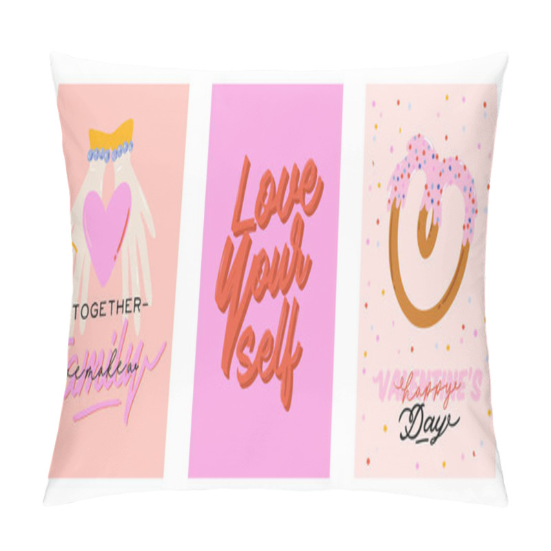 Personality  Beautiful Love Print With Valentines Day Elements. Romantic And Cute Elements And Lovely Typography Pillow Covers