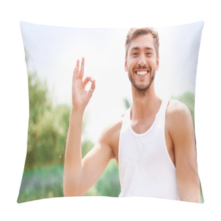 Personality  Active Guy Expressing Positivity  Pillow Covers