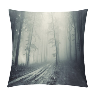 Personality  Road Through A Spooky Forest With Fog Pillow Covers