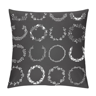 Personality  Wreath Hand Drawn Vector Set. Pillow Covers