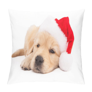Personality  Golden Retriever Puppy Wearing Santa Hat Pillow Covers