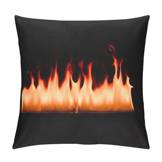 Personality  Close Up View Of Burning Orange Flame On Black Background Pillow Covers