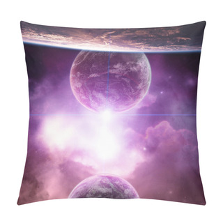 Personality  Planet With Violet Nebula And Rising Star Pillow Covers