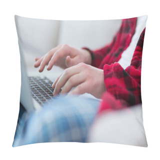 Personality  Freelancer In Bathrobe Working From Home Pillow Covers