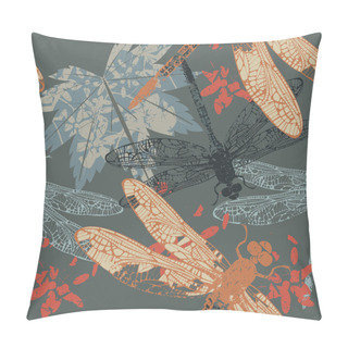 Personality Autumn Pattern With Maple Leaf And Dragonfly Pillow Covers