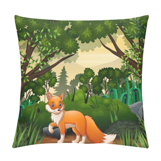 Personality  A Fox Looking For Prey At Forest Scene Pillow Covers