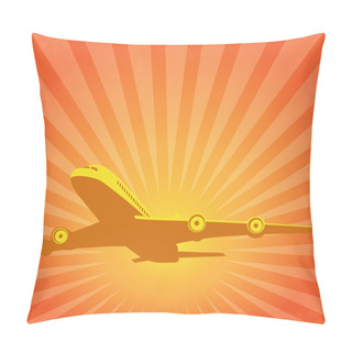 Personality  Flying The Plane On A Background Of The Sun. Pillow Covers