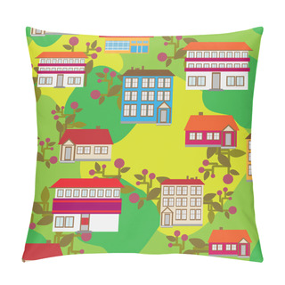 Personality  Cartoon City Vector Illustration Pillow Covers