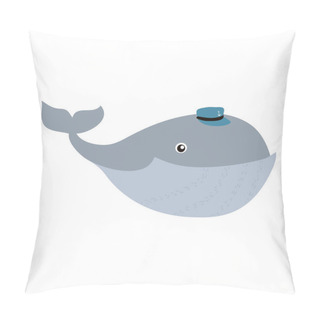 Personality  Character Whale Cute Animal With Hat Vector Illustration Pillow Covers