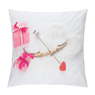 Personality  Top View Of Presents, Wings, Bow And Arrow On Bed Pillow Covers