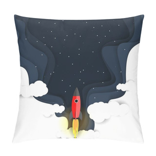 Personality  Outer Space Flight, Vector Paper Cut Illustration Pillow Covers