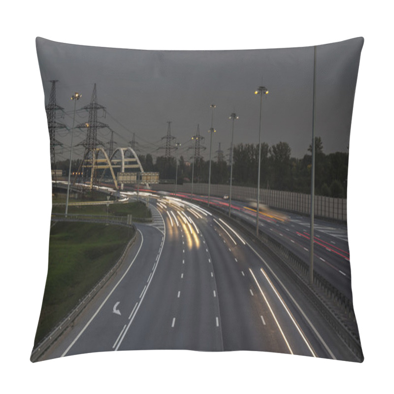 Personality  Long Time Exposure On A Highway With Car Light Trails Pillow Covers