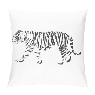 Personality  Graphic Black Tiger On A White Background. Pillow Covers