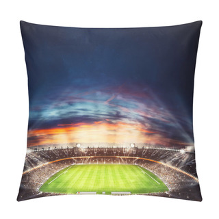Personality  Top View Of A Soccer Stadium At Night With The Lights On. 3D Rendering Pillow Covers