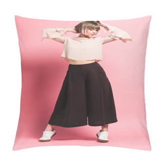 Personality  Fashionable Woman With Arms Raised Pillow Covers
