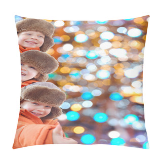 Personality  Winter Kids With Colorful Lights Pillow Covers
