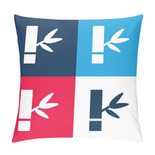 Personality  Bamboo Blue And Red Four Color Minimal Icon Set Pillow Covers