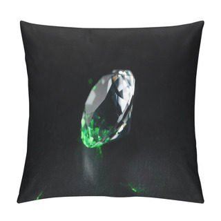 Personality  Illuminated Diamond With Green Light On Black Background Pillow Covers