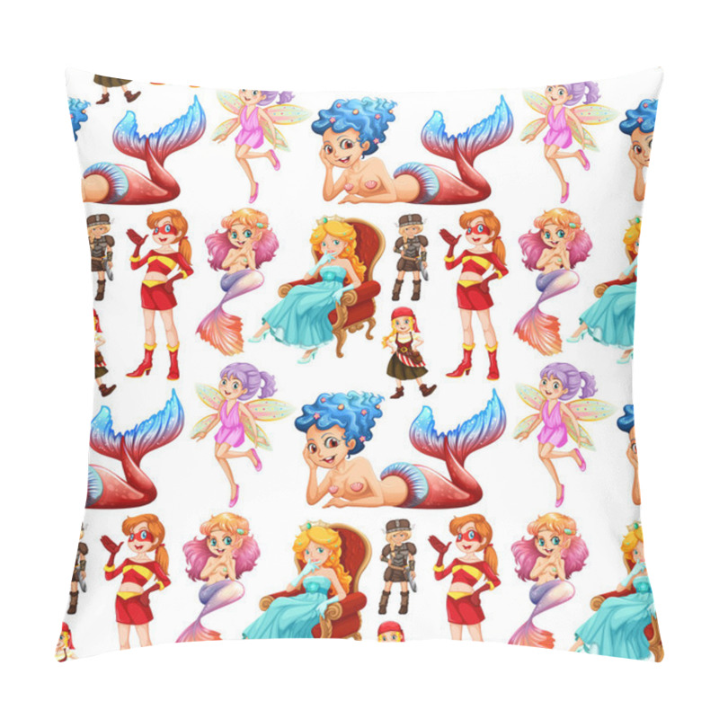 Personality  Seamless fairytales female characters  pillow covers
