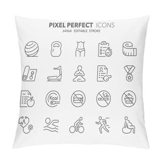 Personality  Fitness And Gym Thin Line Icons 2 Pillow Covers