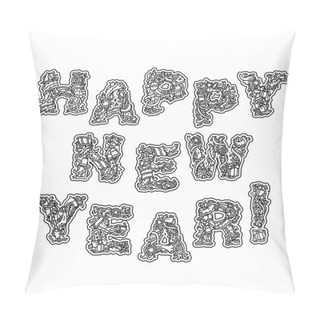 Personality  Happy New Year, Lettering Greeting Card Design Pillow Covers
