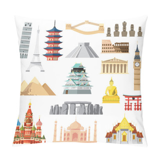 Personality  Landmarks Set In Flat Design Pillow Covers