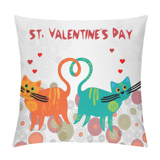Personality  Vector Background With Cats For Valentine's Day. Pillow Covers