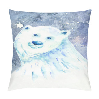Personality  Watercolor Polar Bear With Starry Sky Background Pillow Covers