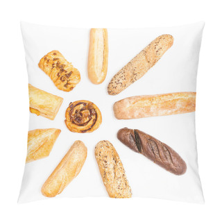Personality  Various Freshly Baked Buns And Loaves In Sun Shape Pillow Covers