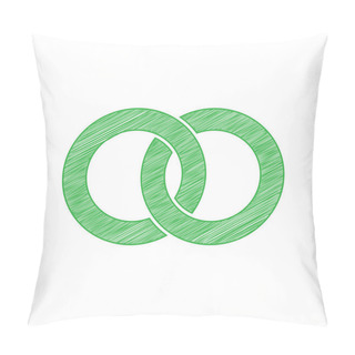 Personality  Wdding Rings Sign Illustration. Green Scribble Icon With Solid Contour On White Background. Pillow Covers